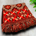 Vtg Welsh Style Wool Reversible Blanket Fringed Tapestry 82x88 Black Red Read
