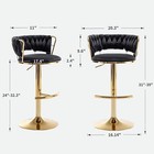 Set Of 2 Modern Velvet Bar Stools With Gold Base Adjustable Height For Kitchen