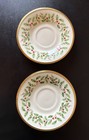 Lenox Holiday Dimension Collection Set Of 2 Saucers Ivory China Holly Berry 6 In