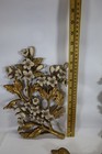 Vintage Syroco Bird   Dogwoods 3 Piece Wall Plaque Set Usa Gold   Ivory