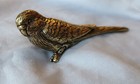 Solid Brass Budgie Vintage Ornament Antique Victorian Old Golden Lustre Bird Uk