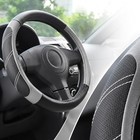 Microfiber Leather Steering Wheel Cover For 14 1 2 - 15 Inch Black And Gray