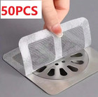 50pcs Anti-clog Floor Drain Stickers For Kitchen Bathroom Hair Filter
