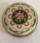 Vintage Made In England Embossed Metal Decorative Floral Tin 5  X 2  Trinket