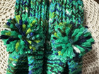 New Amish Handmade Knit Slippers Emerald Mix W pompoms Mans Small Wms Med 9 
