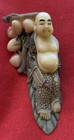 Vintage Japanese Netsuke Style Hand Carved Buddha Shells On Leaf  3     Uec