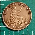 1886 Great Britain 1 Farthing Coin Km  753