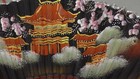 Set Of 2 Vintage Japanese Folding Fan    peacock And The Other Pagoda