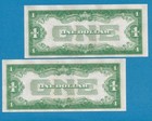 2- 1 00 1934 Consecutive Funny Back  Blue Seal Silver Certificates Choice New