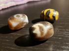 Three Tibetan Old Agate Dzi Beads Tibet