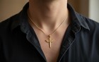 14k Solid Yellow Gold Saint Michael Sword Pendant - Unisex Sword Charm Pendant