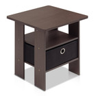 End Side Night Table Wood Nightstand With Storage Bin Drawer Bedroom  