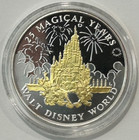 Disney World 25th Anniversary 1996 1oz Silver Coin With 24k Gold Relief   1570