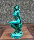 Hand Carved Chinese Natural Turquoise Statue Beautiful Collect Model Family