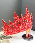 Luxury Crown  Royal Wedding Crown  Red Crystal Crown  Beaded Headpiece  Xl Crown
