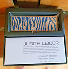 Judith Leiber Compact Mirror Slim Pocket Blue  Crystals   Nib 