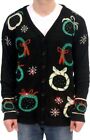Adult Unisex Ugly Wreaths   Snowflakes Funny Ugly Christmas Sweater Cardigan