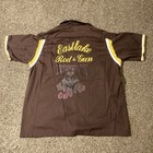 Vintage 70s Hilton Bowling Shirt Brown Usa Chain Stitch Iron On L xl Rockabilly