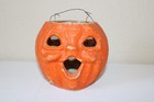 Vintage Halloween Double Sided Paper Mache Jack O Lantern Pumpkin Jol Lantern 5 