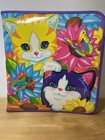 Vintage Lisa Frank 3 Ring Padded Zipper Binder Kittens Cats Sunflowers