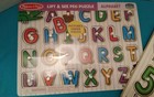 Melissa   Doug Numbers Peg Puzzle 0-9   Letters A-z   Colors Wood Learning