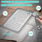 30x 10x 5x Large Magnifying Glass With Light  Rechargeable Foldable Full Book Pa