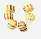 6 Fine Old Venetian Antique Brick Red Wound African Glass Trade Beads-ghana