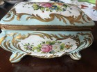 French Porcelain Casket 6  Long  Hand-painted  Antique Beautiful Floral Pattern