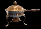 Vintage Copper Chafing Dish 9 5    Pan W Lid Stand Burner Tin Lined