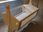 A Newly Handcrafted Dreamy Classic Colonial Wooden Rocking Cradle   Extras