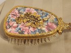 Antique Gold Tone Hair Brush With Changeable Bristles 3d Roses Design 10 5  Long