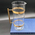 Bleecker Martini Cocktail Bar Ice Tea Water Glass Pitcher W brass Handle - 17 Oz