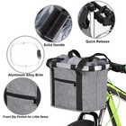 Detachable Bike Basket For Pets With Leash  Front Handlebar Bag - Gray