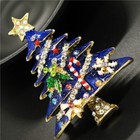New Blue Enamel Cute Christmas Tree Crystal Fashion Women Charm Brooch Pin