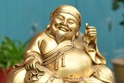 Old Tibet Purple Bronze Gold Mahakala Wrathful Deity Money Bag Buddha Statue