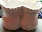 Vintage Ceramic Baby Shoe Planter For Baby s Room  With Real Shoelaces 