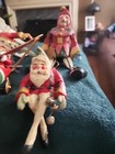 Vintage 1990s Wooden Christmas Ornaments 5 Pcs