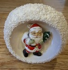 Vintage Relpo Japan Christmas Santa Snowball Planter 5    Mcm Round Read