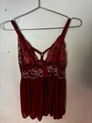 Seven Til Midnight Women s Red Lace Mesh Camisole Sheer Adjustable M
