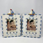 3 Little Baby Boy Picture Frames  Blue Sailboat Alphabet  4x6   3x4  Children