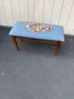 65617 Antique Mahogany Piano Bench Stool W  Needlepoint Seat