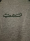 John Deere Baseball Jersey  Shirt Gray Green Collectible Agriculture Sz L