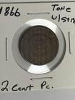 1866 Two Cent Piece Striped Tape Toner Wow Super Cool Civil War
