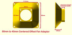 80mm To 40mm Centered Offset Computer Fan Adapter Converter Panel Hose Mount