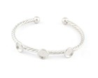 Swirl twisted spirals Blank Bezel Bracelet Shiny Silver Plated Brass 5210