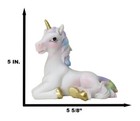 Pastel Colors Rainbow Mane Gold Horn Unicorn Mare Horse Sitting Figurine