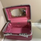 Vintage Samsonite Train Cosmetic Case Red Marbled Silhouette Mirror No Key