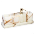 Marble Bath Soap Dispenser In Green Onyx Modern Contemporary Mother Of Pearl