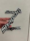 2pcs Snap-on Tool Box Logo Emblem Chrome Silver Badge Decal 8  Inch Long - New