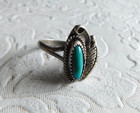 Vintage Navajo Sterling Silver   Turquoise Ring Size 5 5 - 2 8g